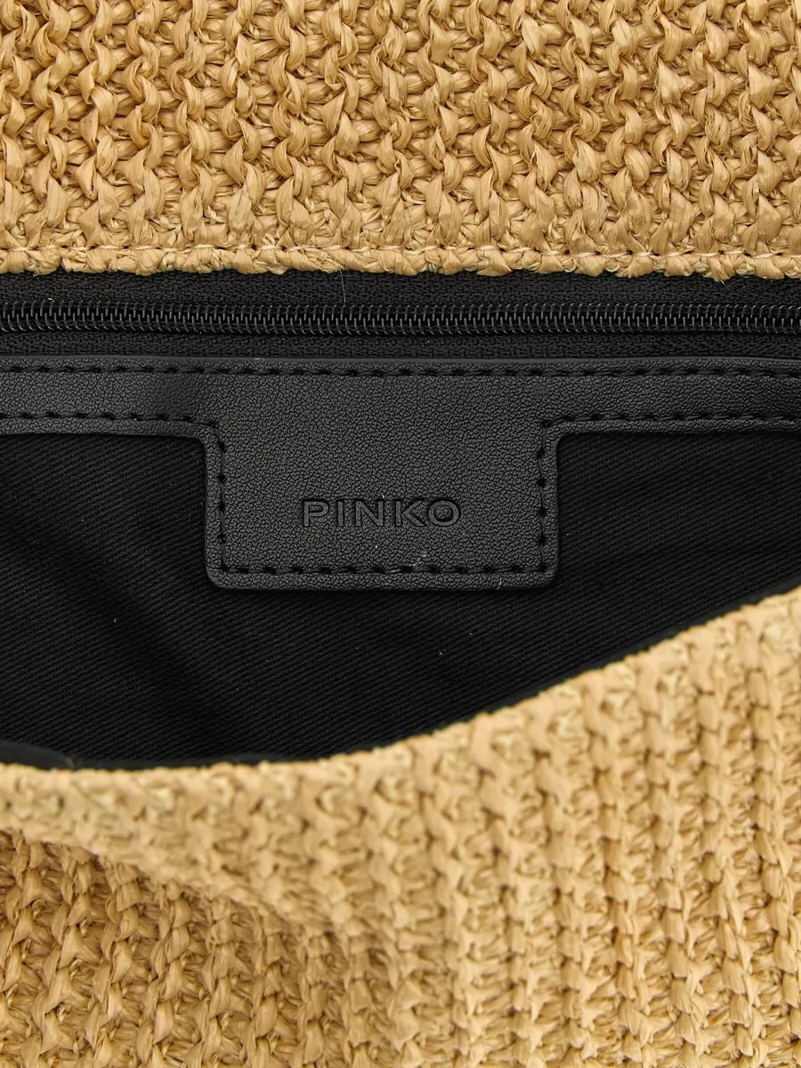 Pinko Love Bag Click Raffia Shoulder Bag
