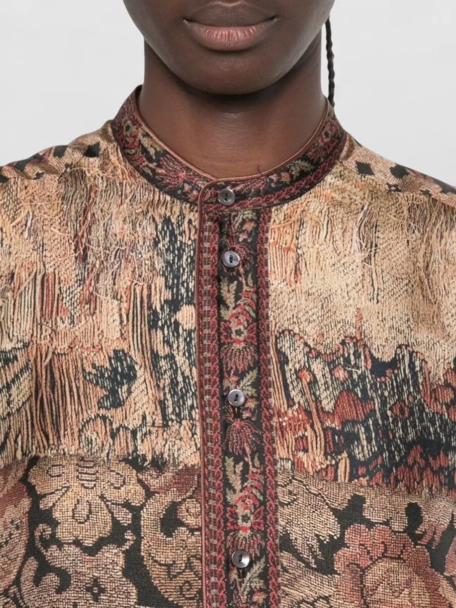 Pierre Louise Mascia Floral-Print Silk Shirt Dress