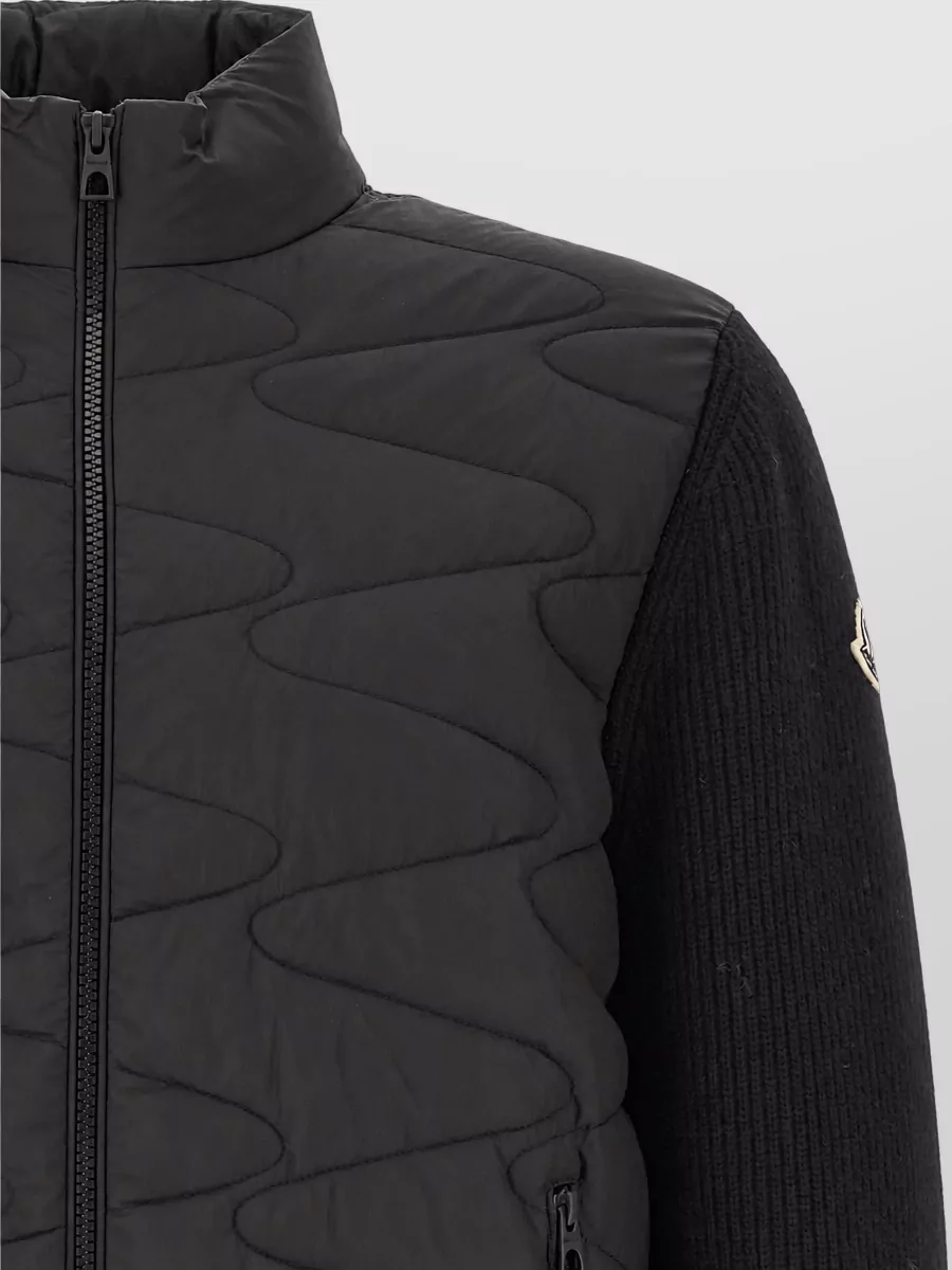 Moncler Down Padded Ribbed Zip-Up Cardigan