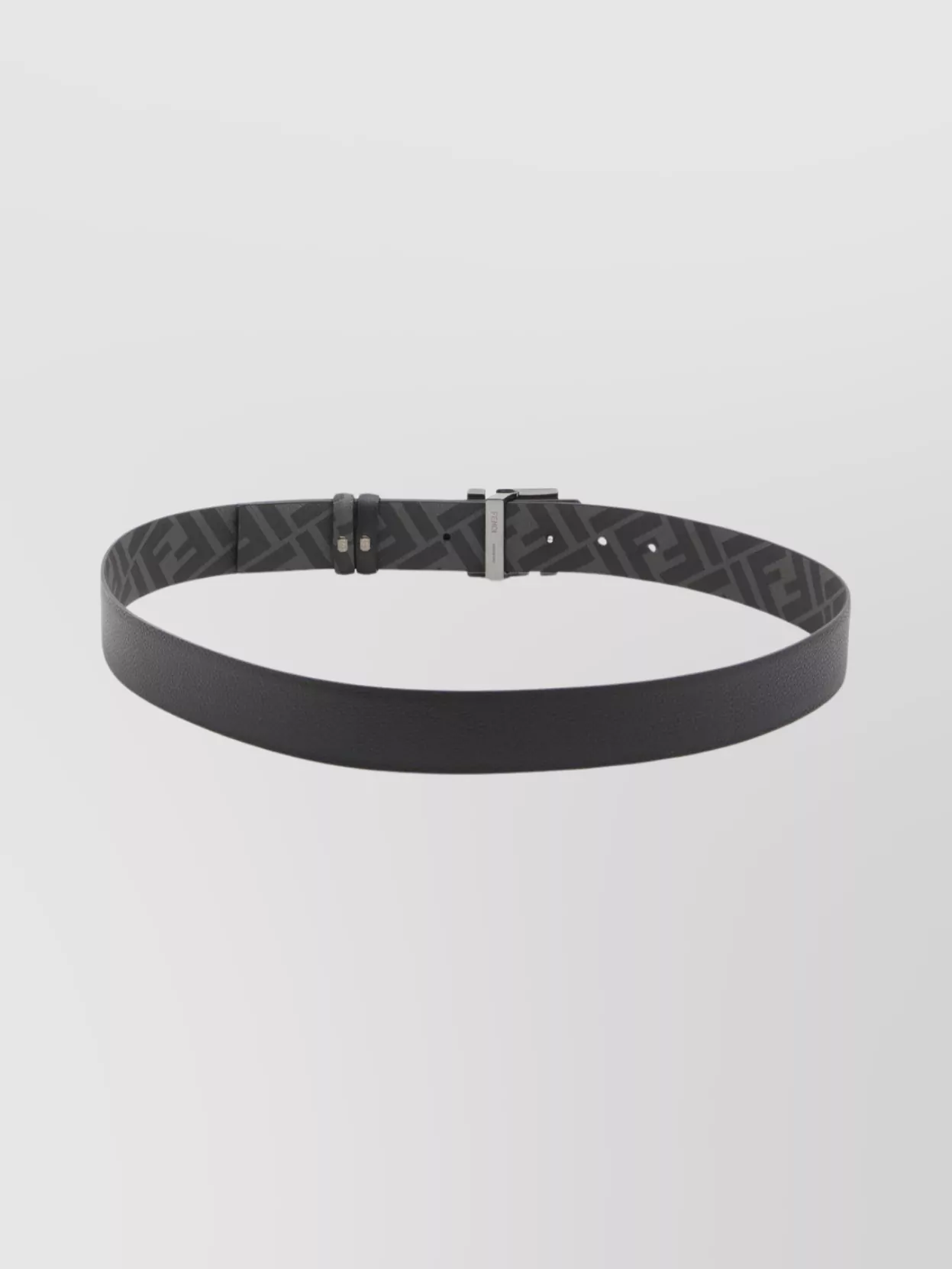 Fendi Reversible Monogram Canvas And Leather Belt In Gray