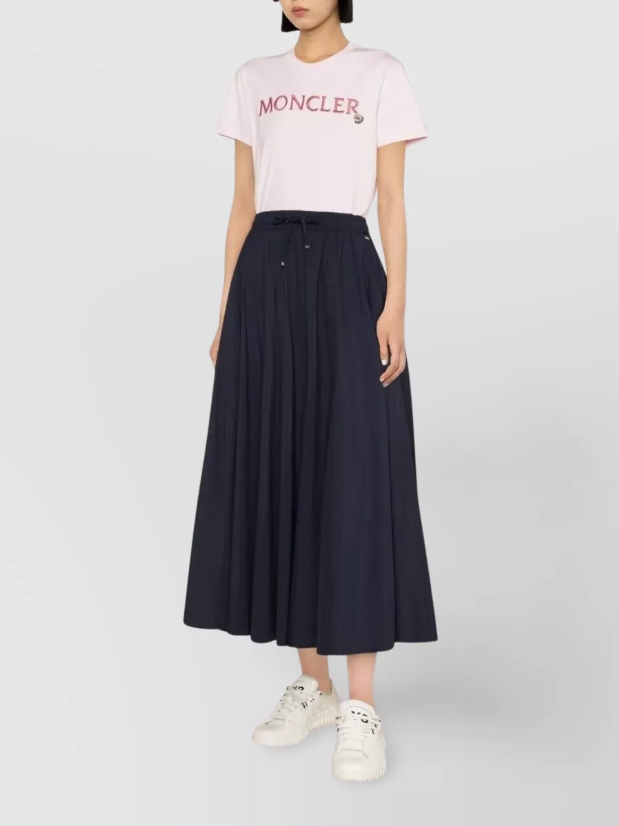 Shop Herno Stretch Skirt With Drawstring And Pleats