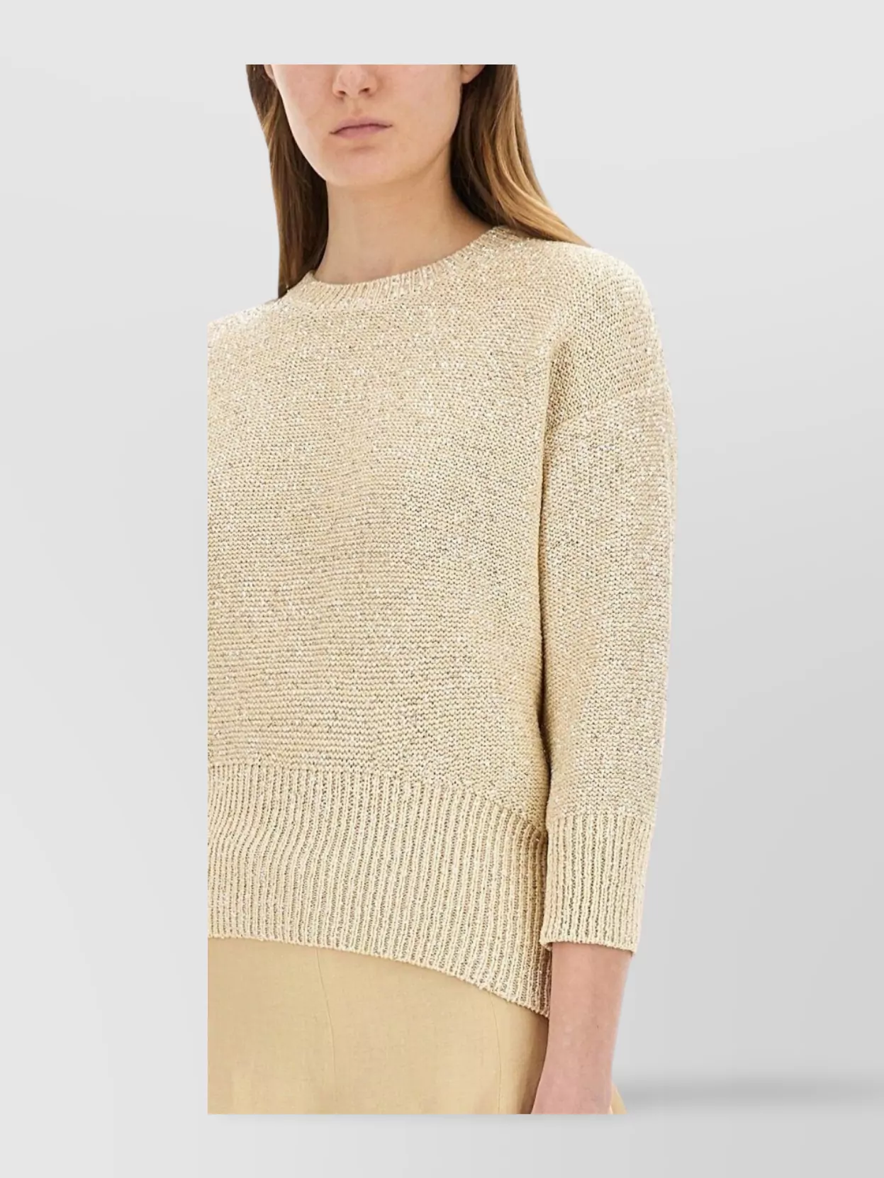 Fabiana Filippi Three-quarter Sleeve Cotton Jersey Top With Ribbed Hem