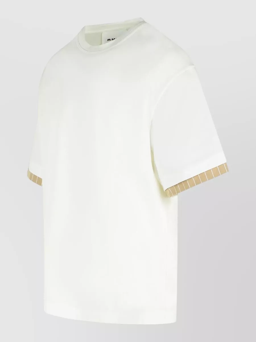 Jil Sander Cotton Crew Neck T Shirt Striped Trim