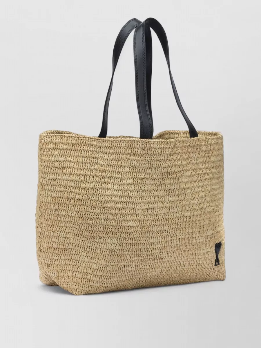 Ami Paris Raffia Shoulder Bag