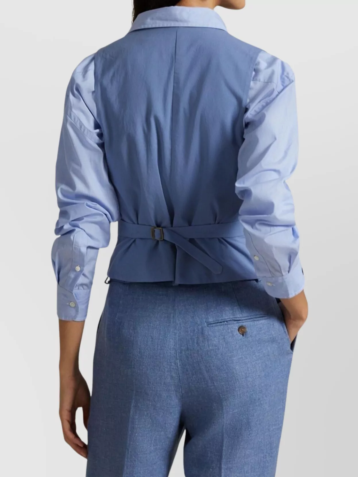 Ralph Lauren V-neck Gilet With Adjustable Back Strap In Blue