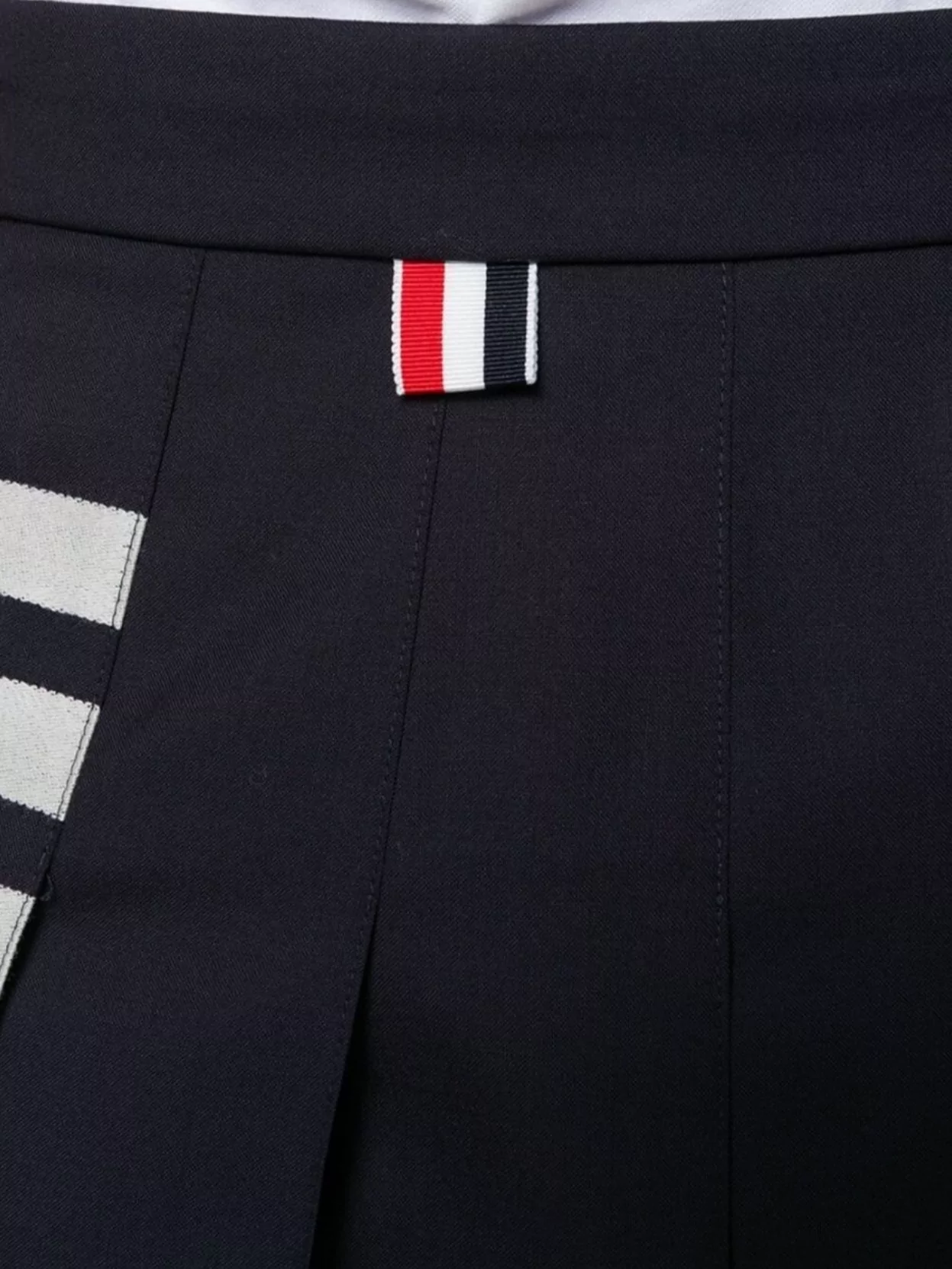 Thom Browne Back Pleated Mini Skirt With Striped Detail