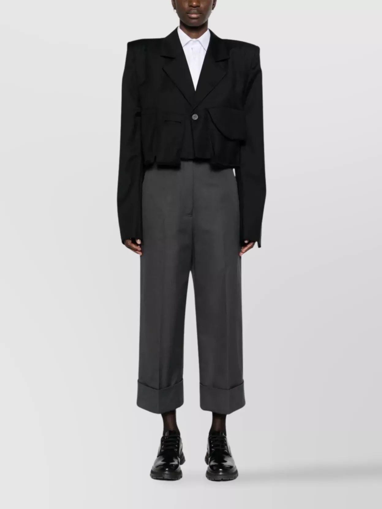 Thom Browne High-waisted Canvas Trousers In Black