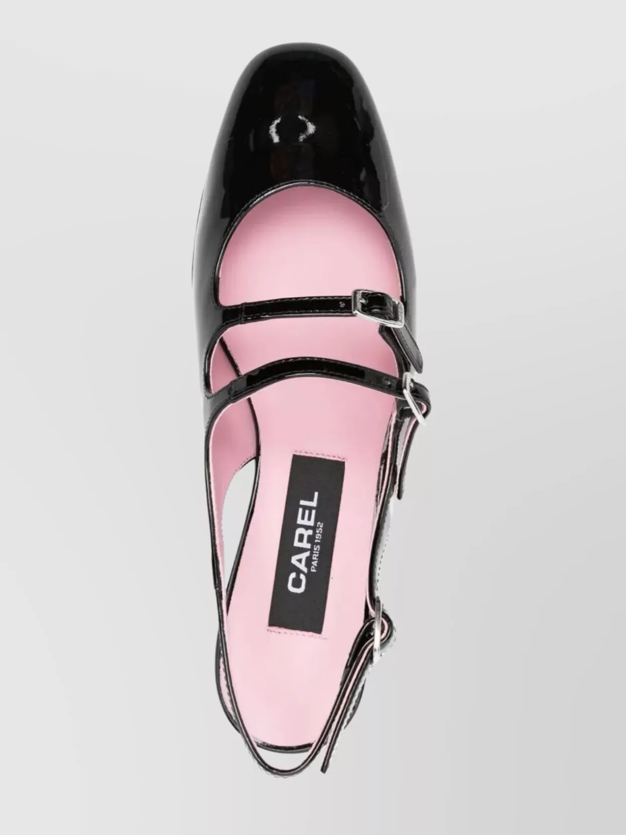 Carel Paris Buckle Block Heel Patent Round Toe