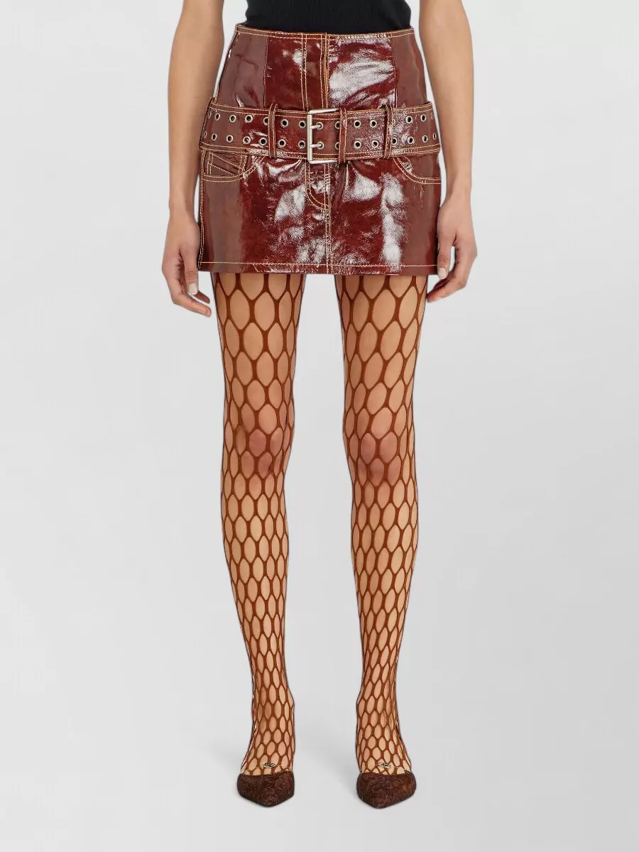 Diesel leather high-rise mini skirt