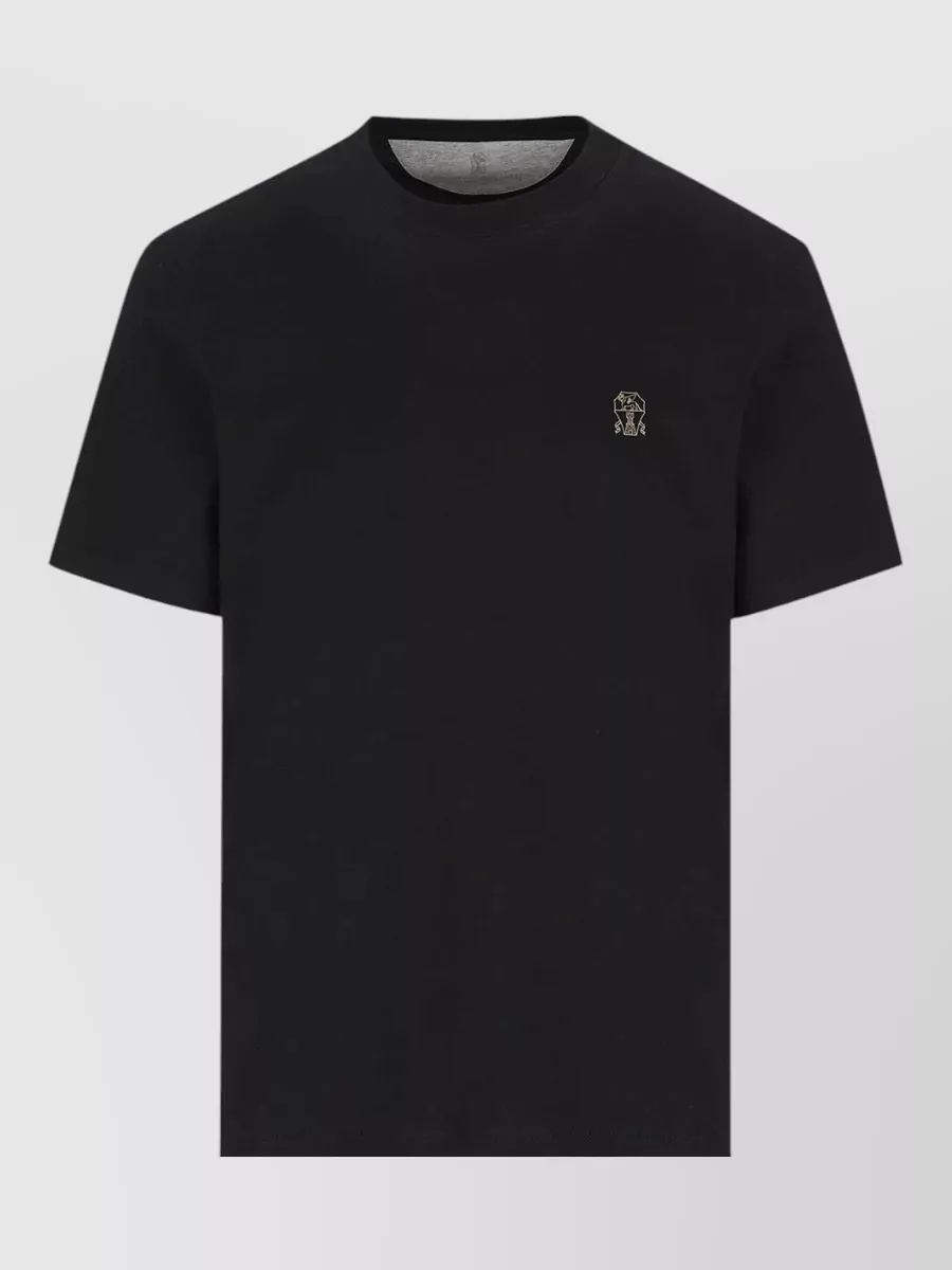 Brunello Cucinelli cotton logo embroidery crew neck t-shirt
