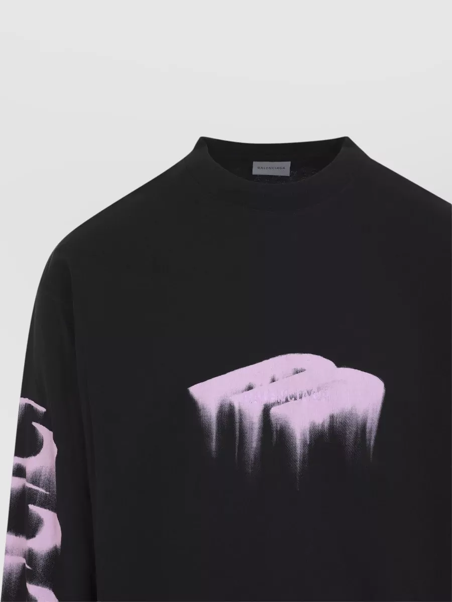 Balenciaga Ribbed Crew Neck Long Sleeve T-Shirt