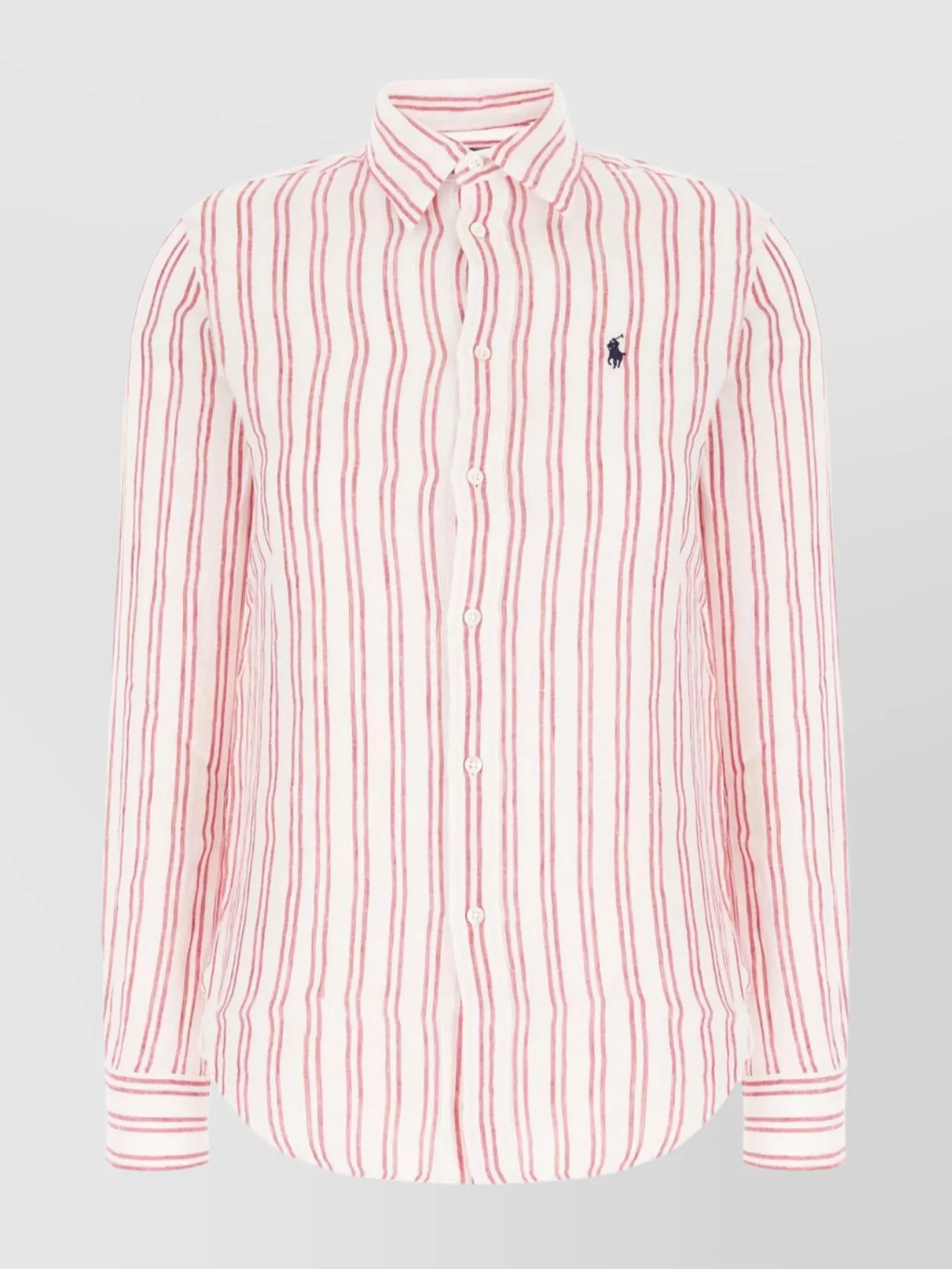 Polo Ralph Lauren Linen Shirt With Striped Pattern And Collared Neck In Pink