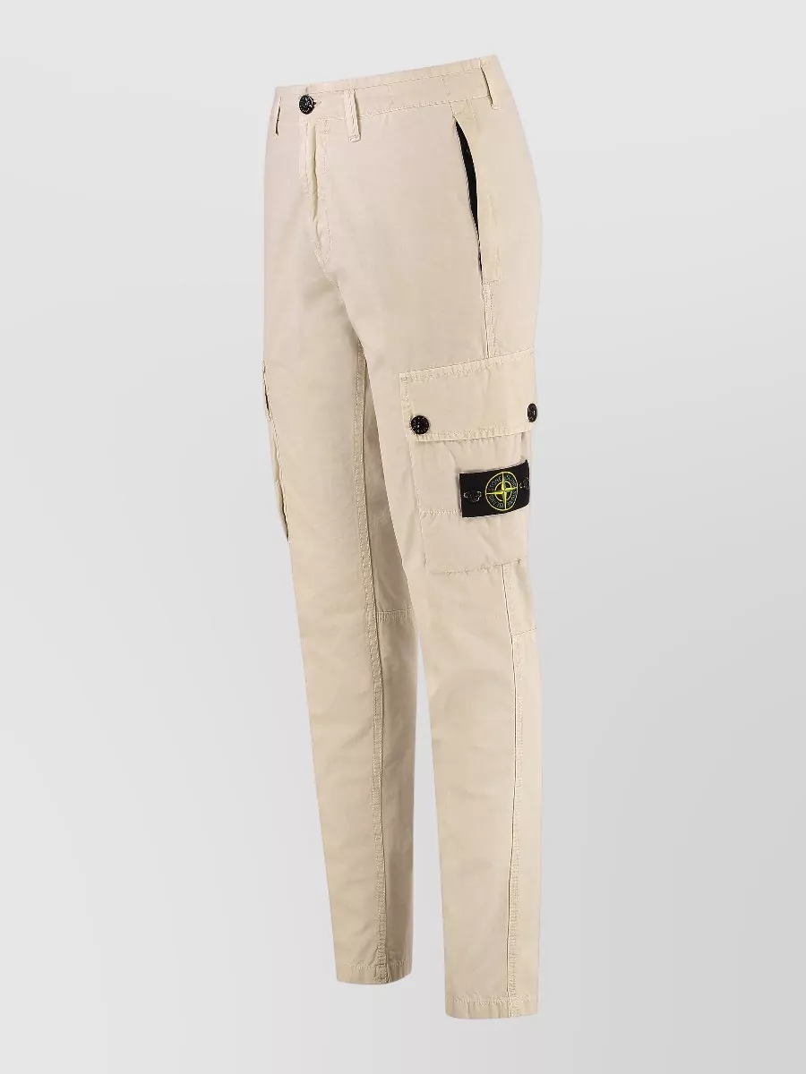 Stone Island Organic Cotton Trousers Belt Loops Zip Pockets