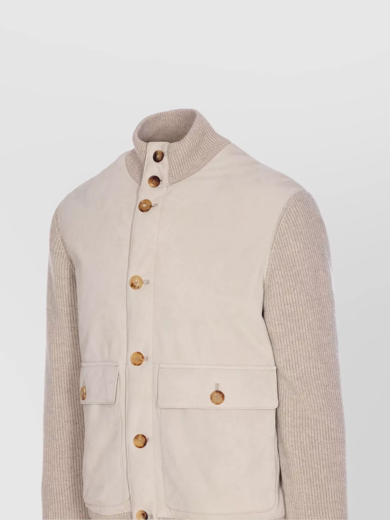 Brunello Cucinelli High Neck Knitted Jacket Pockets