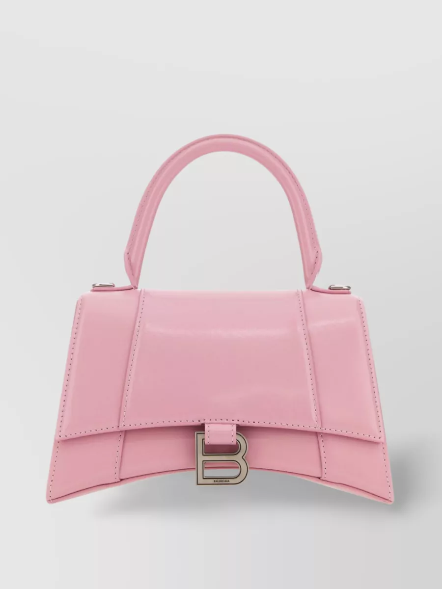 Shop Balenciaga Structured Leather Handbag With Versatile Design In Pink