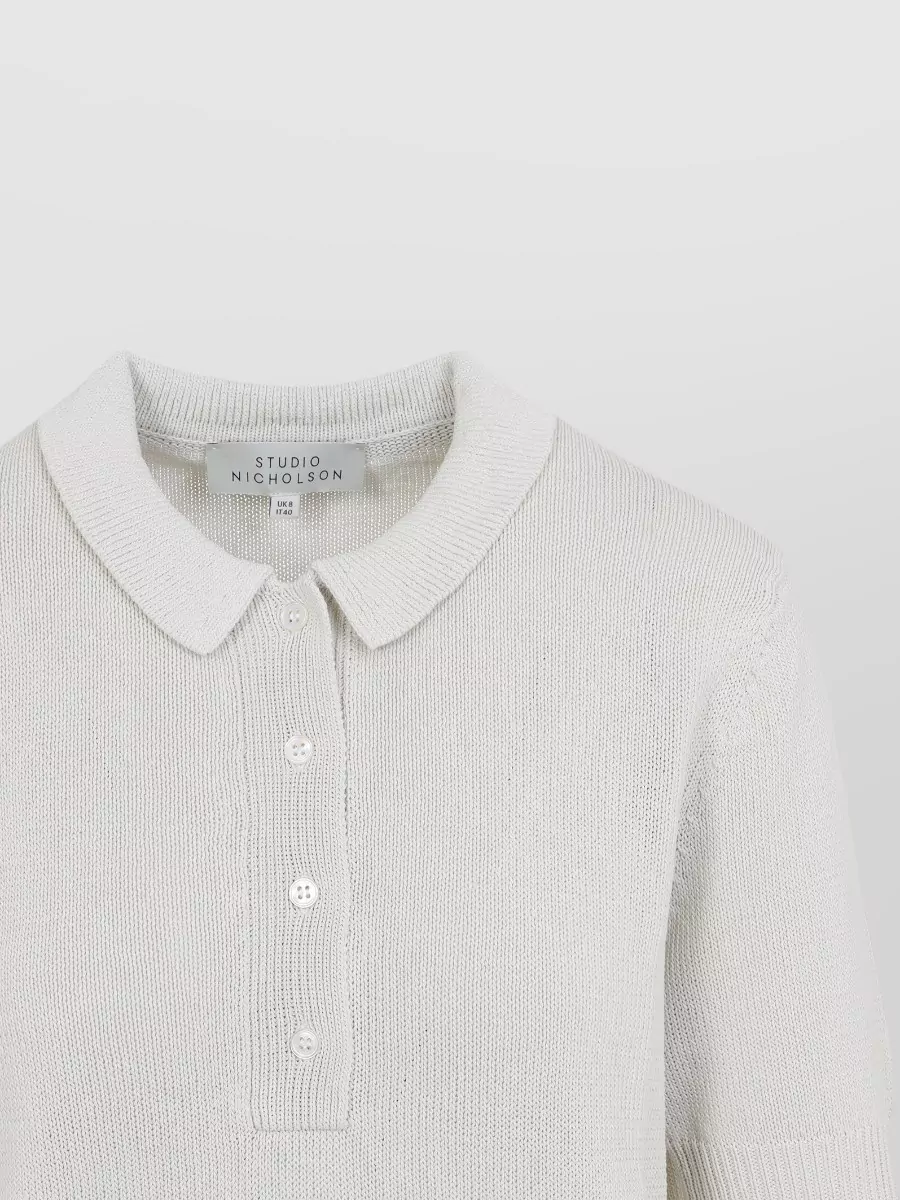 Studio Nicholson Ribbed Short-Sleeve Polo Top