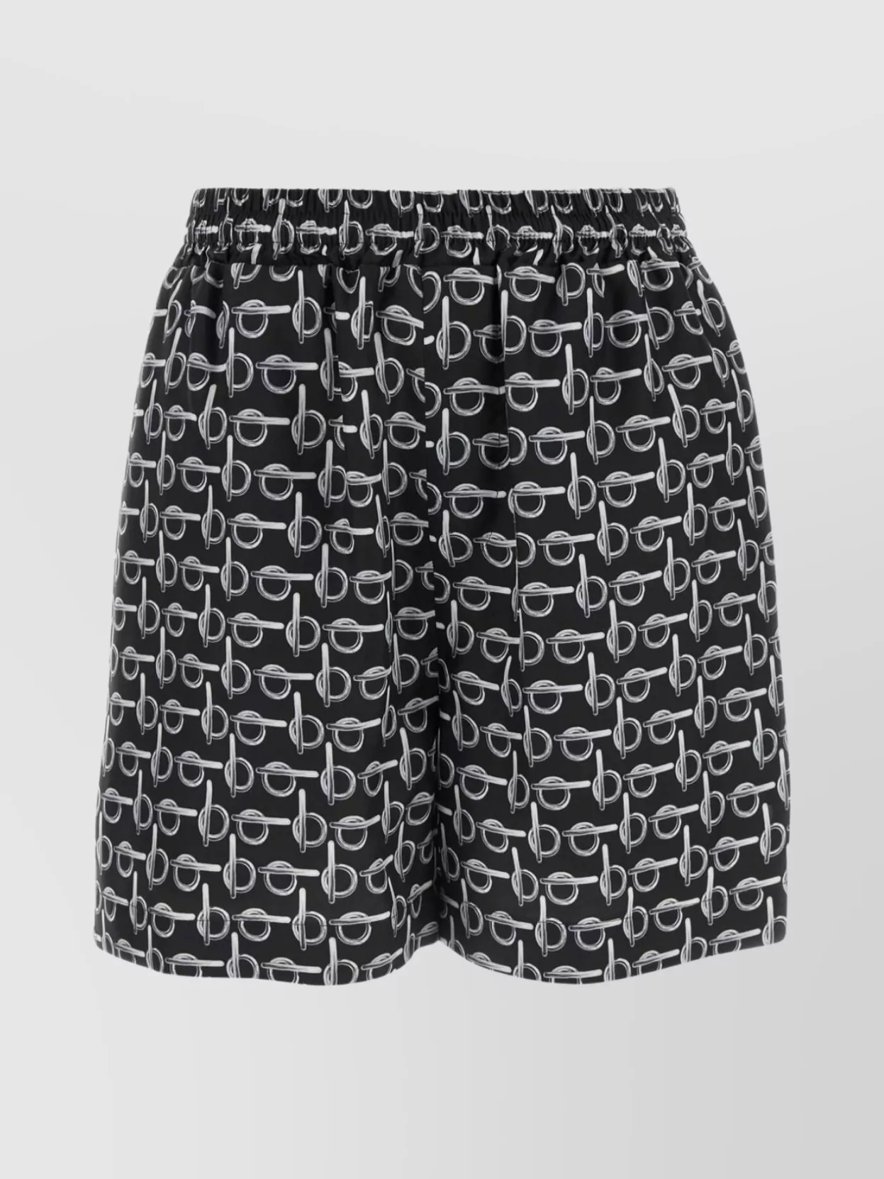 Shop Burberry Silk Shorts With Printed Elastic Waistband