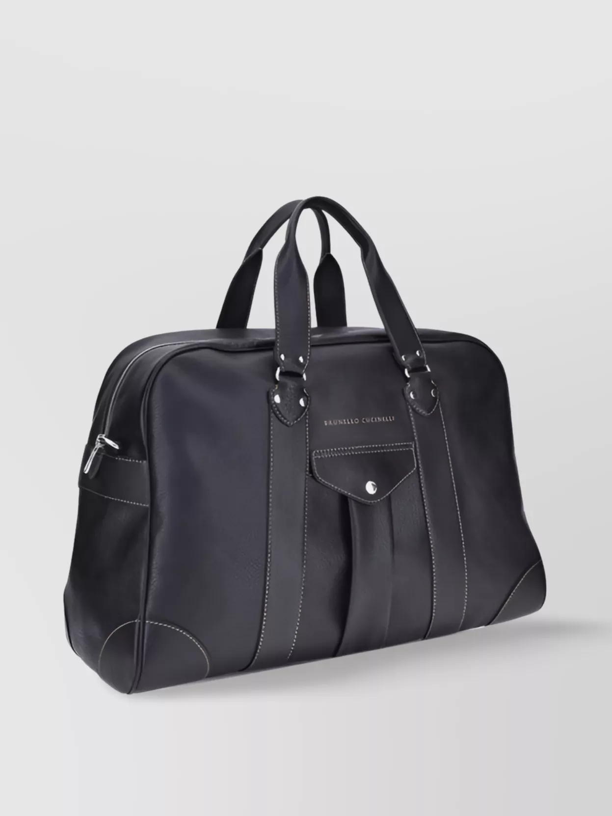 Brunello Cucinelli Leather Travel Bag Contrast Stitching