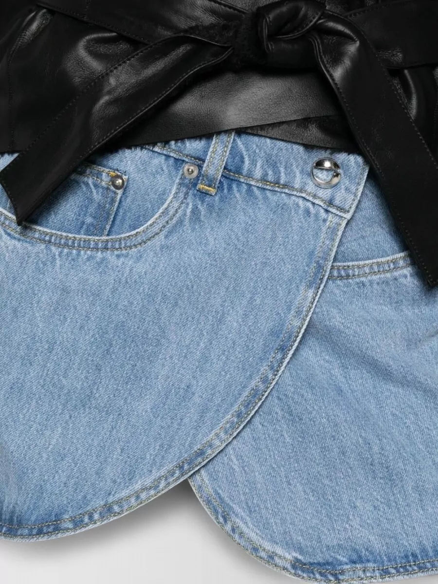 Coperni Midi Skirt Asymmetric Hem Pockets Buttons Belt