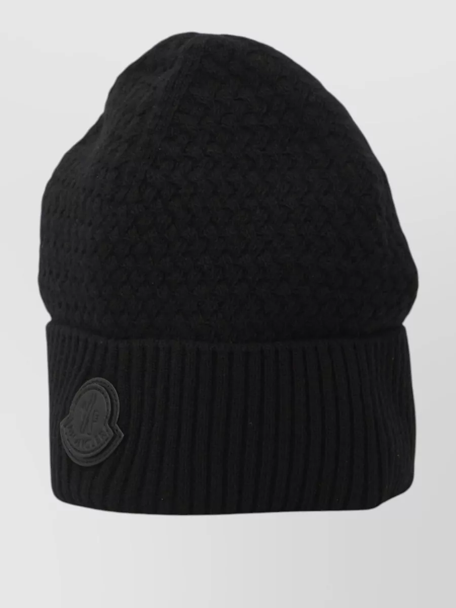 Moncler cashmere blend basketweave beanie