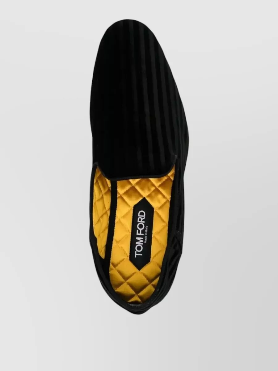 Tom Ford Striped Velvet Round Toe Formal Loafers