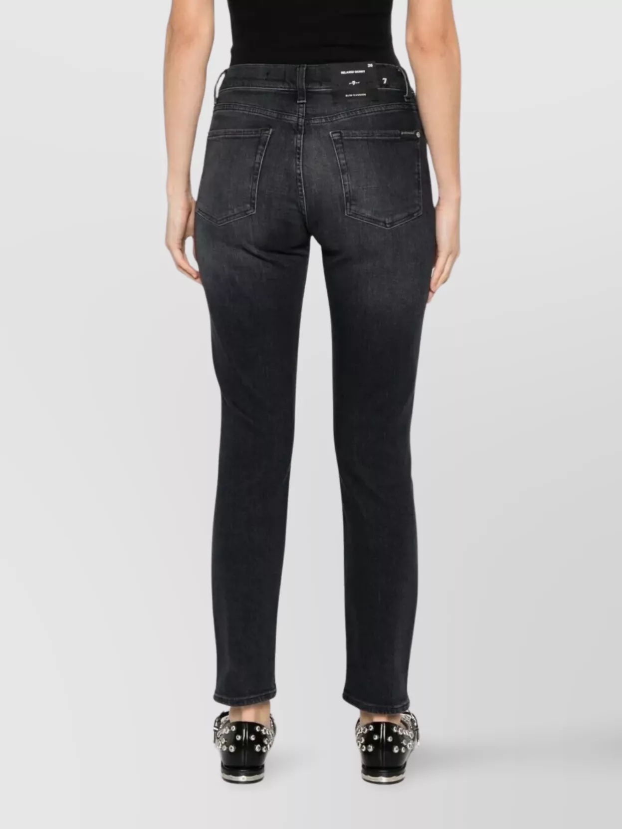 7 For All Mankind Whiskering-effect Jeans In Black