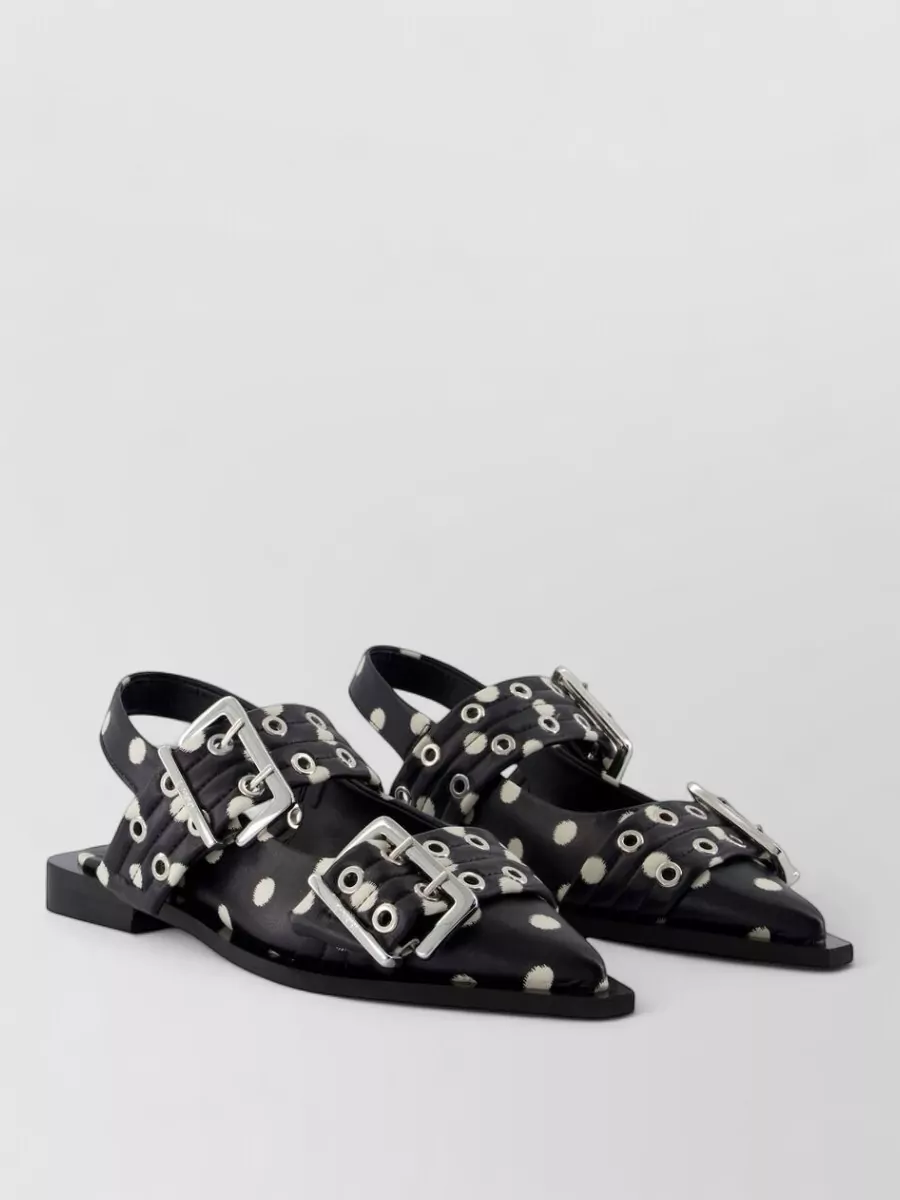 Ganni leather buckle ballerina flats
