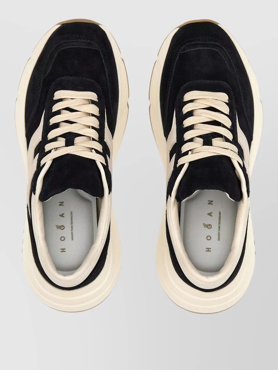 Hogan Sneakers Round Toe Contrast Sole Design