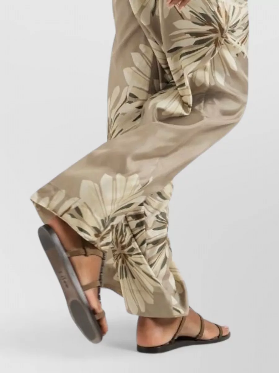 Brunello Cucinelli Silk Printed Wide-Leg Trousers