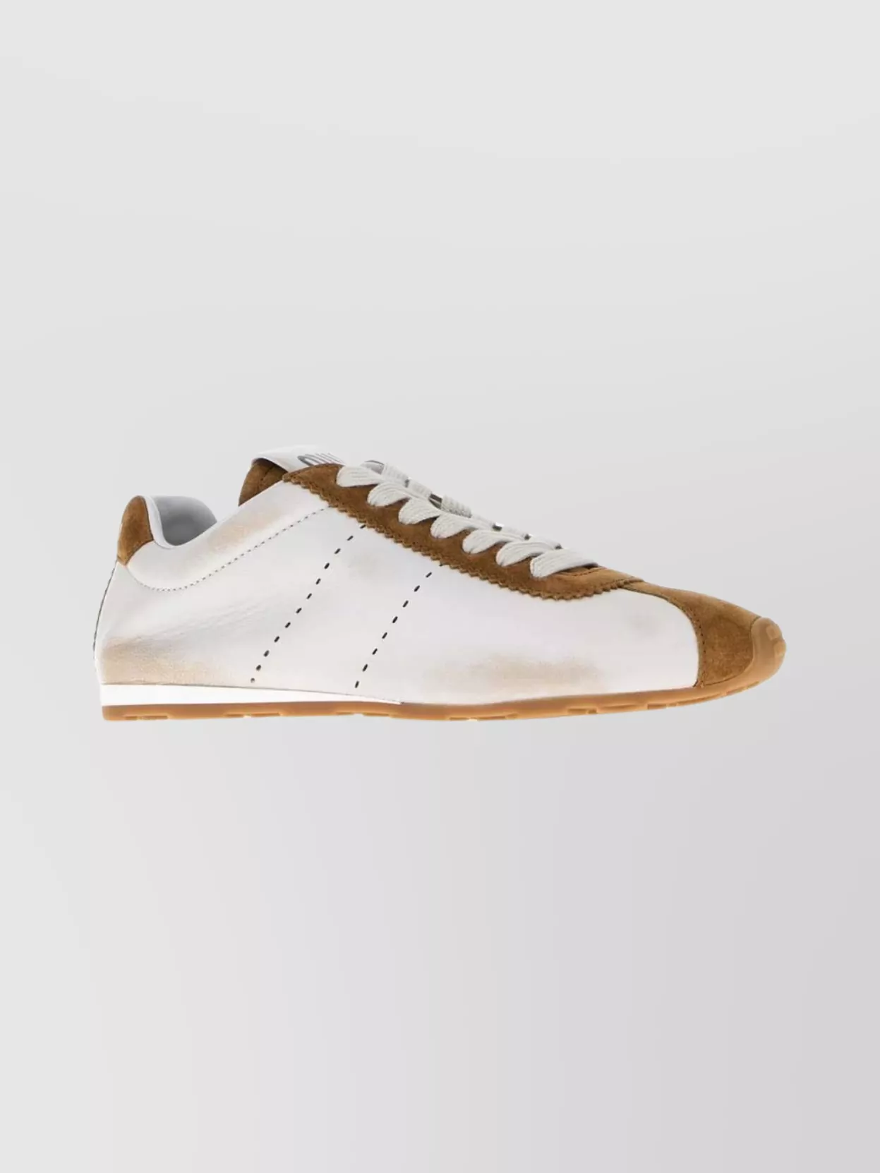 Miu Miu Two-tone Nappa Leather And Suede Sneakers In White