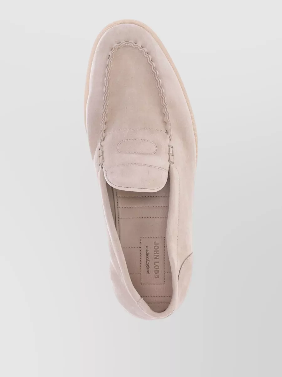 John Lobb Loafers Round Toe Suede Finish Stitching