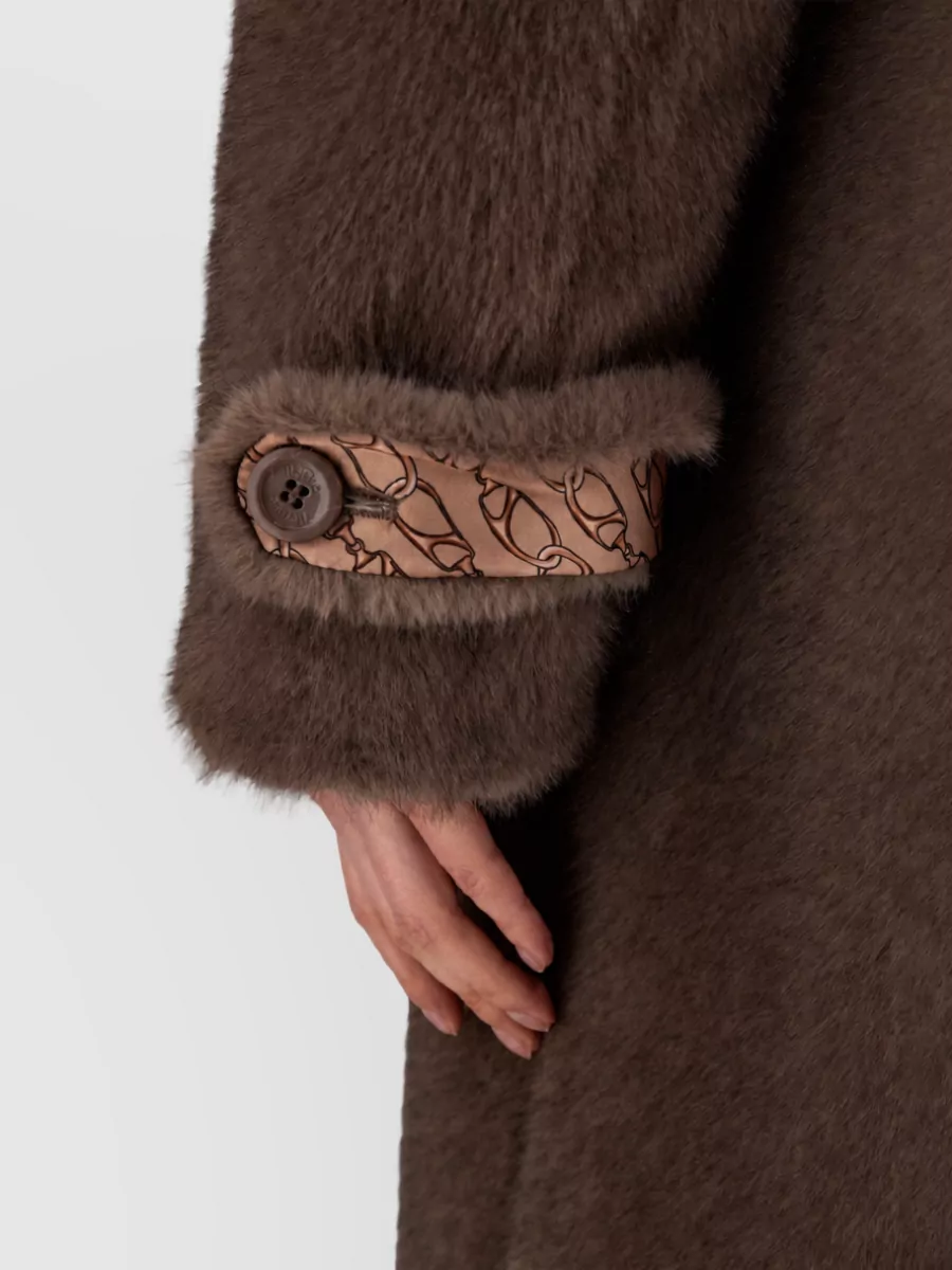 Herno Faux Fur Single-Breasted Midi Coat
