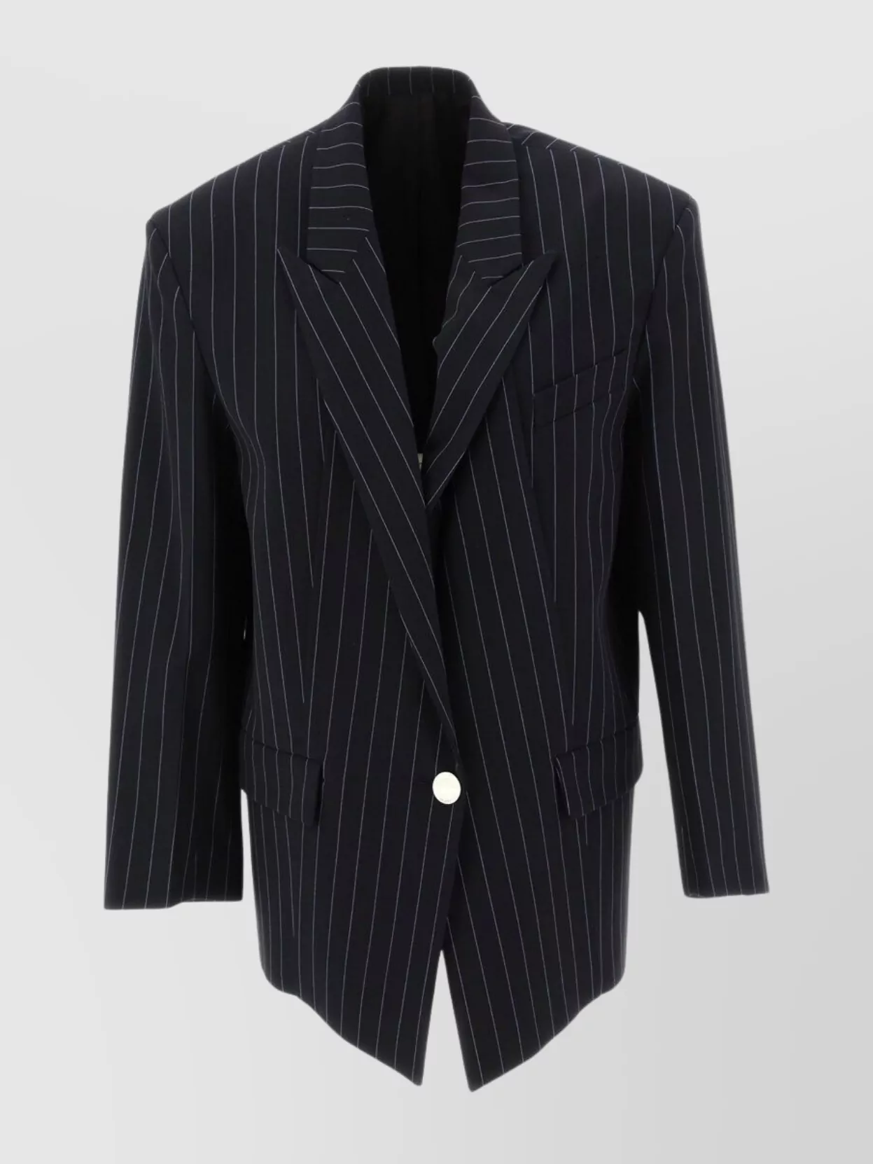 Attico Striped Blazer With Button Cuffs And Flap Pockets