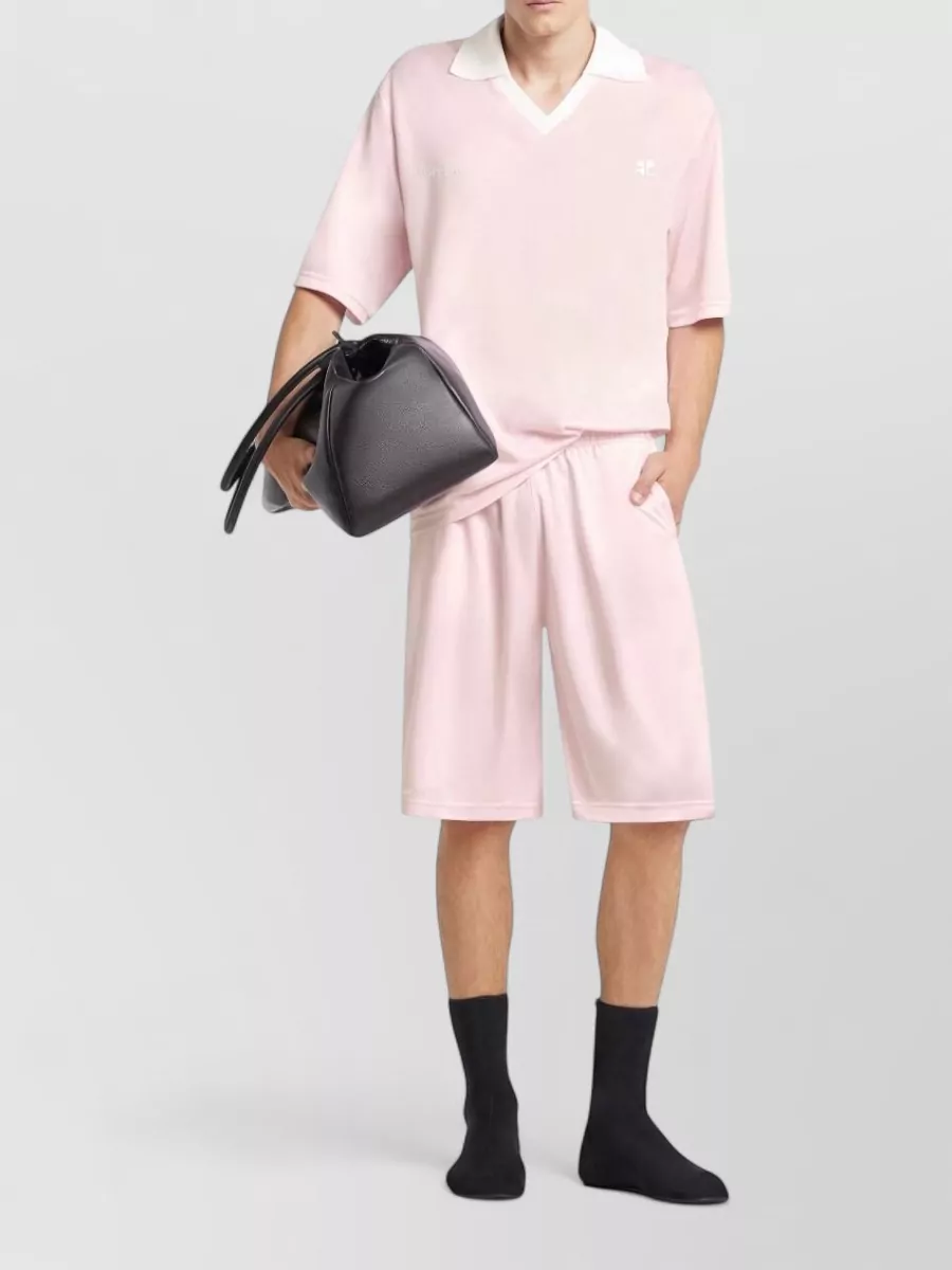 Courrèges Oversized V-Neck Short-Sleeve Polo Shirt