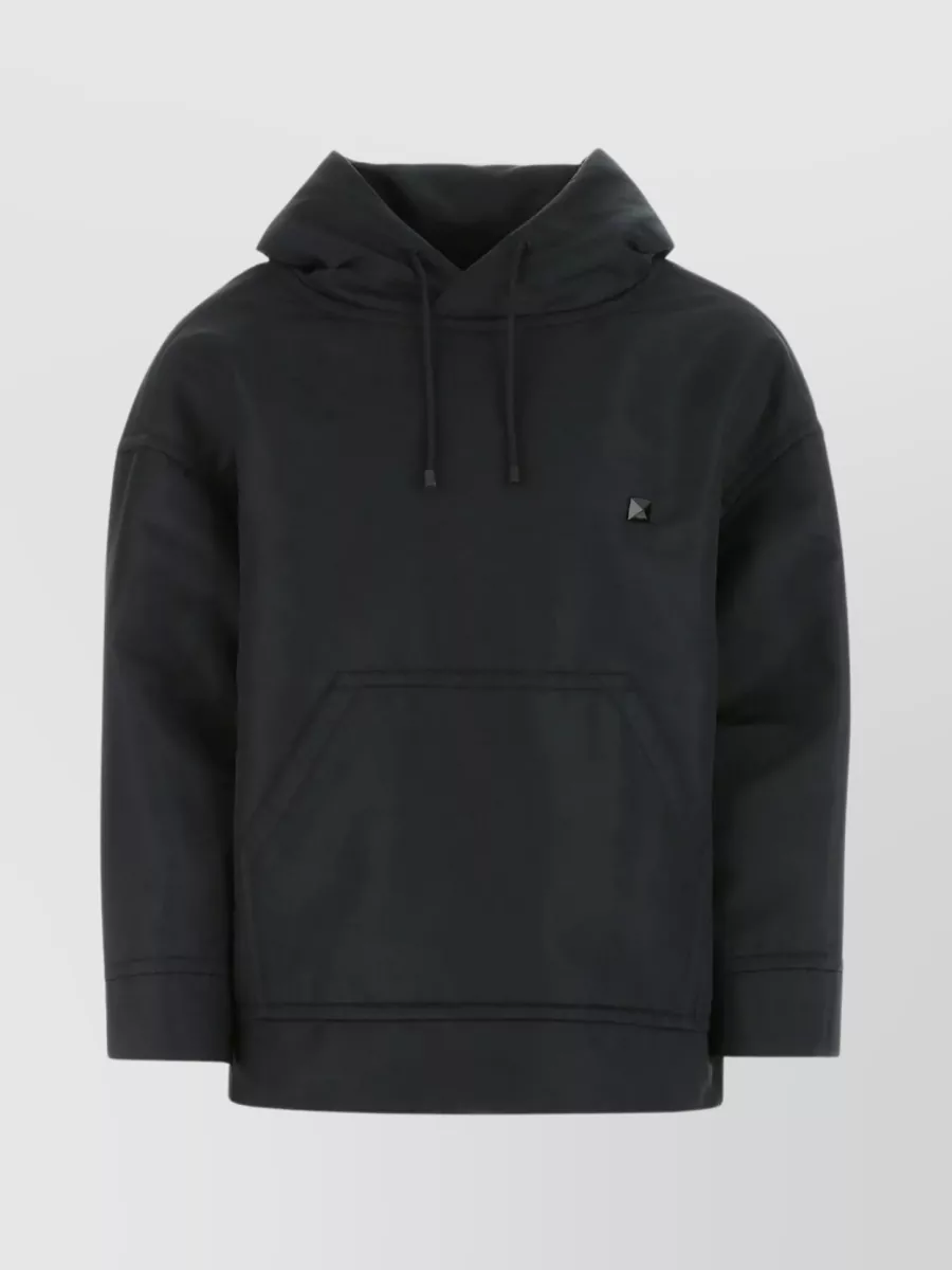Shop Valentino Metal Stud Hooded Sweatshirt In Black