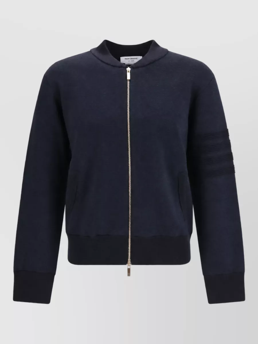 Thom Browne merino wool ottoman milano stitch zip jacket