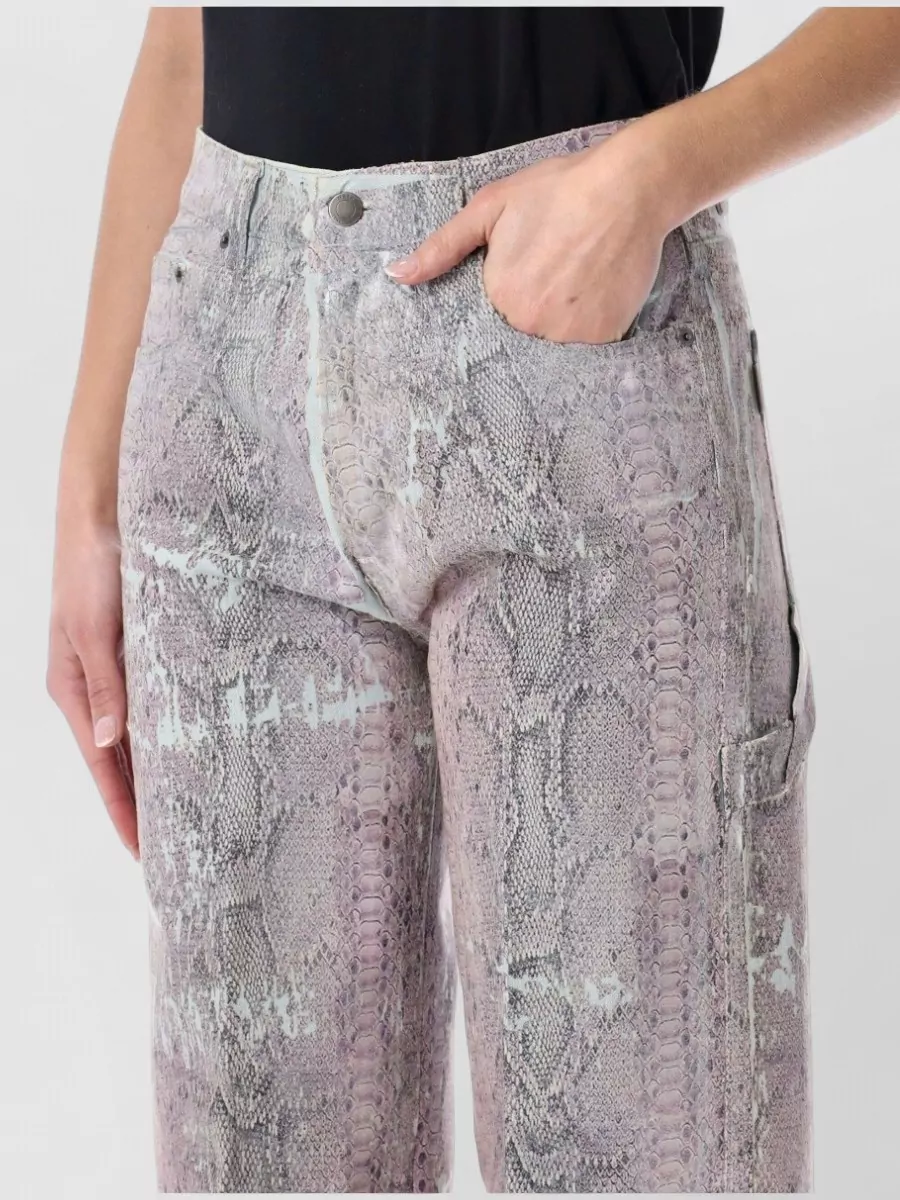 Haikure Winona Trousers Snakeskin Pattern Pockets Belt Loops