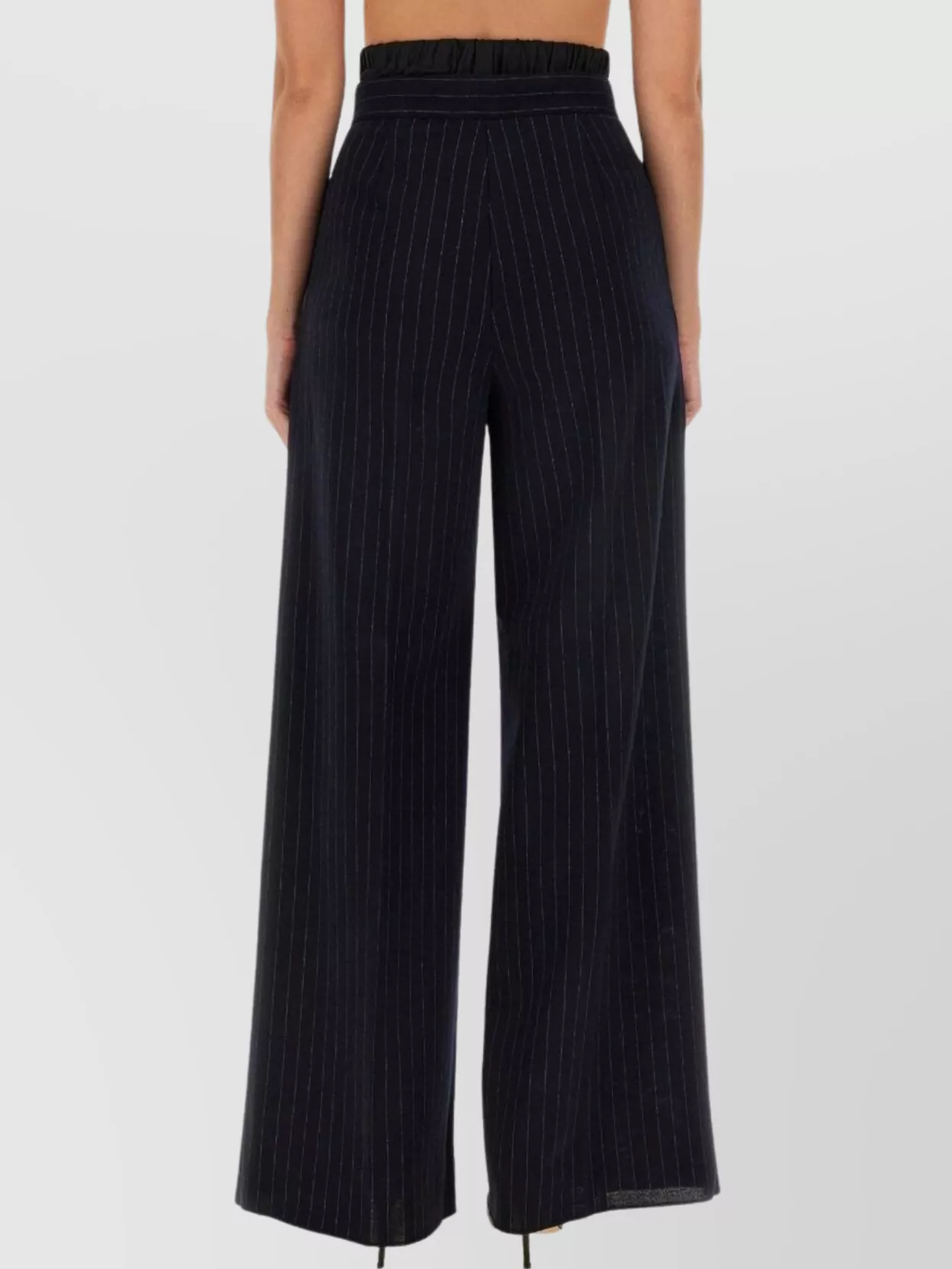 Max Mara Wide-leg High-waisted Pinstripe Trousers In Black