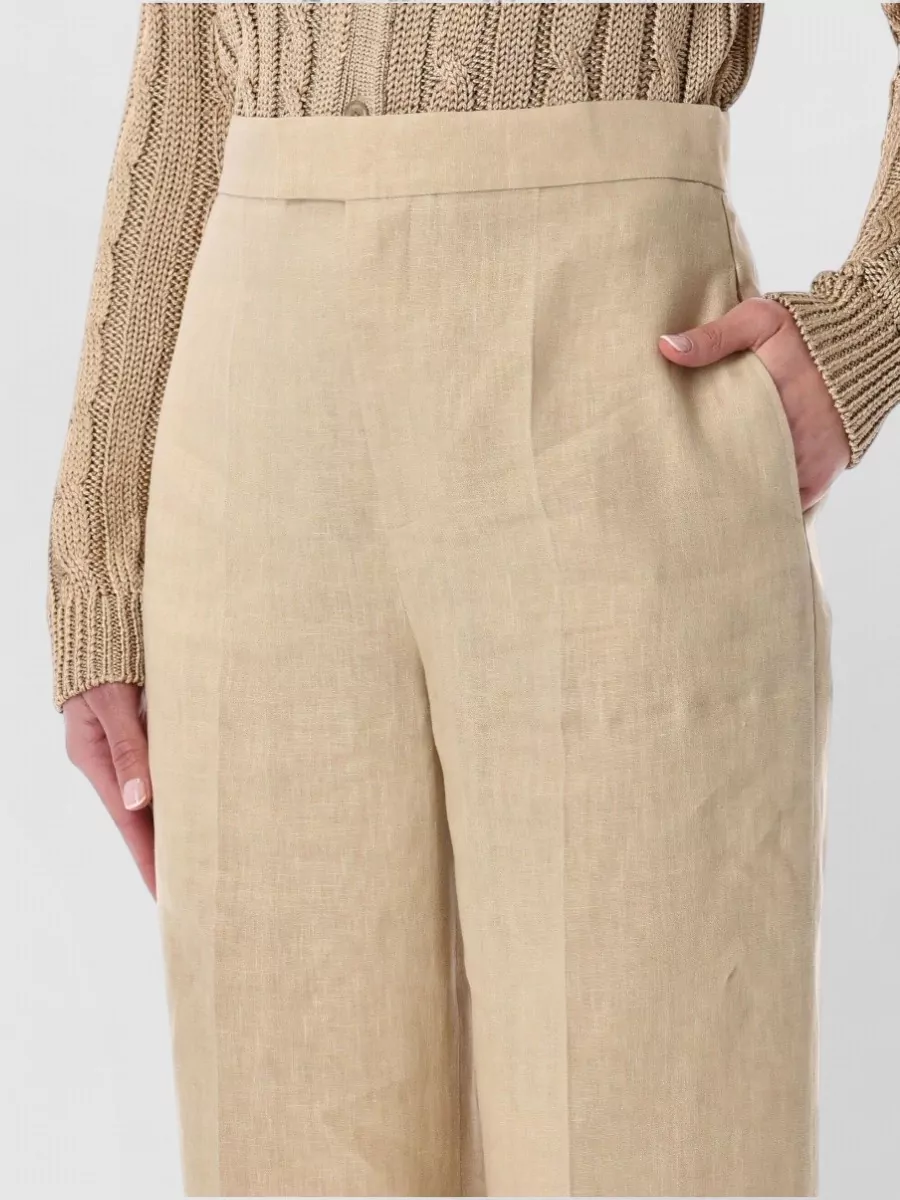 Ralph Lauren Linen High-Rise Pleated Wide-Leg Trousers