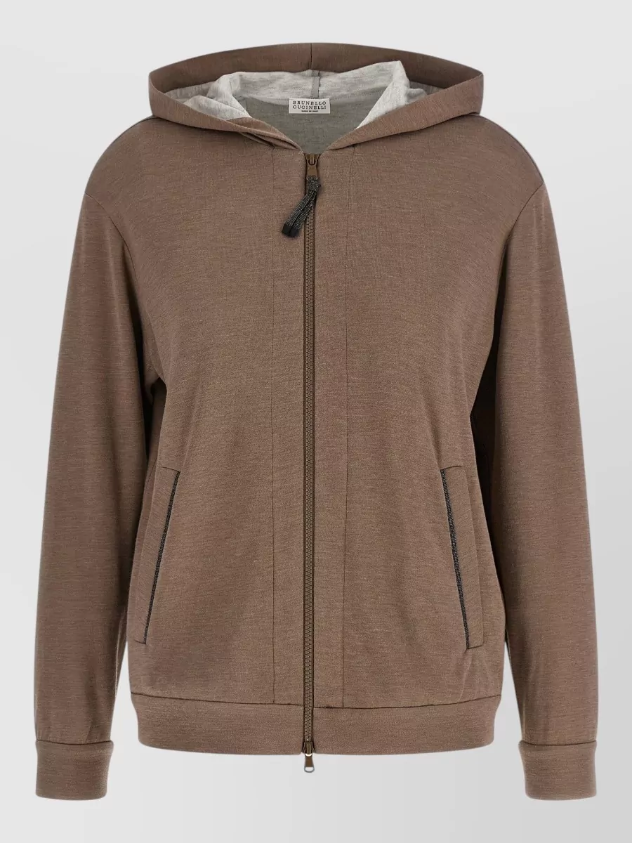 Brunello Cucinelli Silk cotton zip-up hoodie