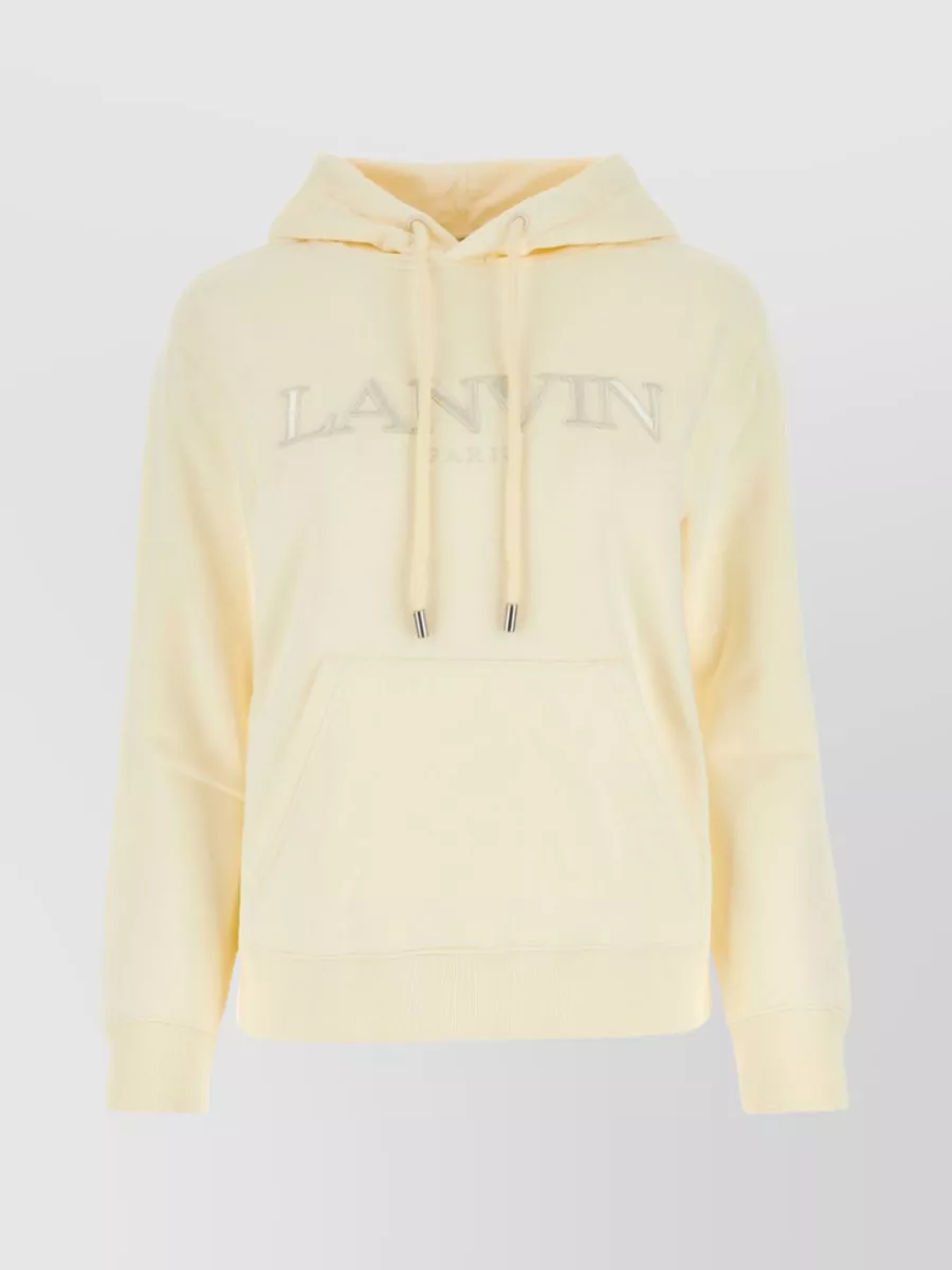Shop Lanvin Soft Cotton Hoodie With Front Pocket In Cream