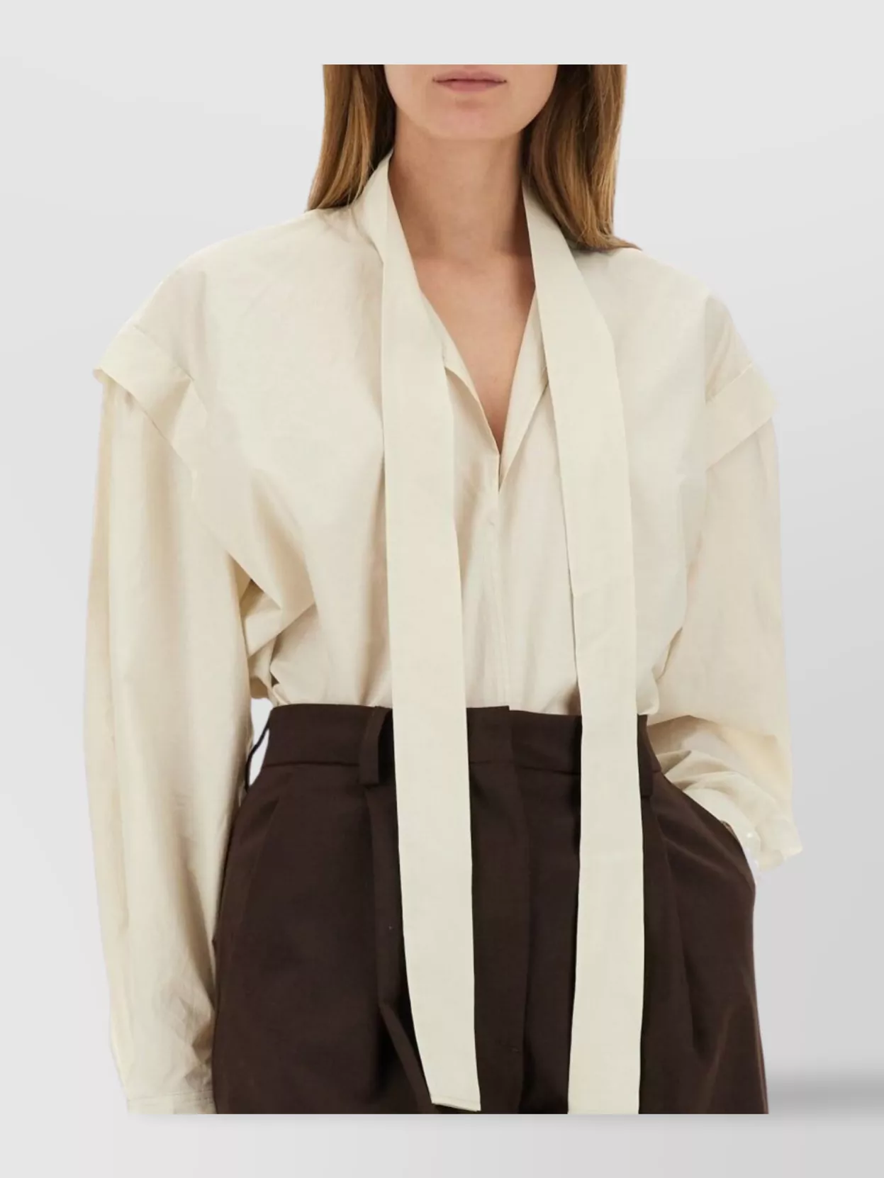 Lemaire High Collar Draped Long Sleeve Top