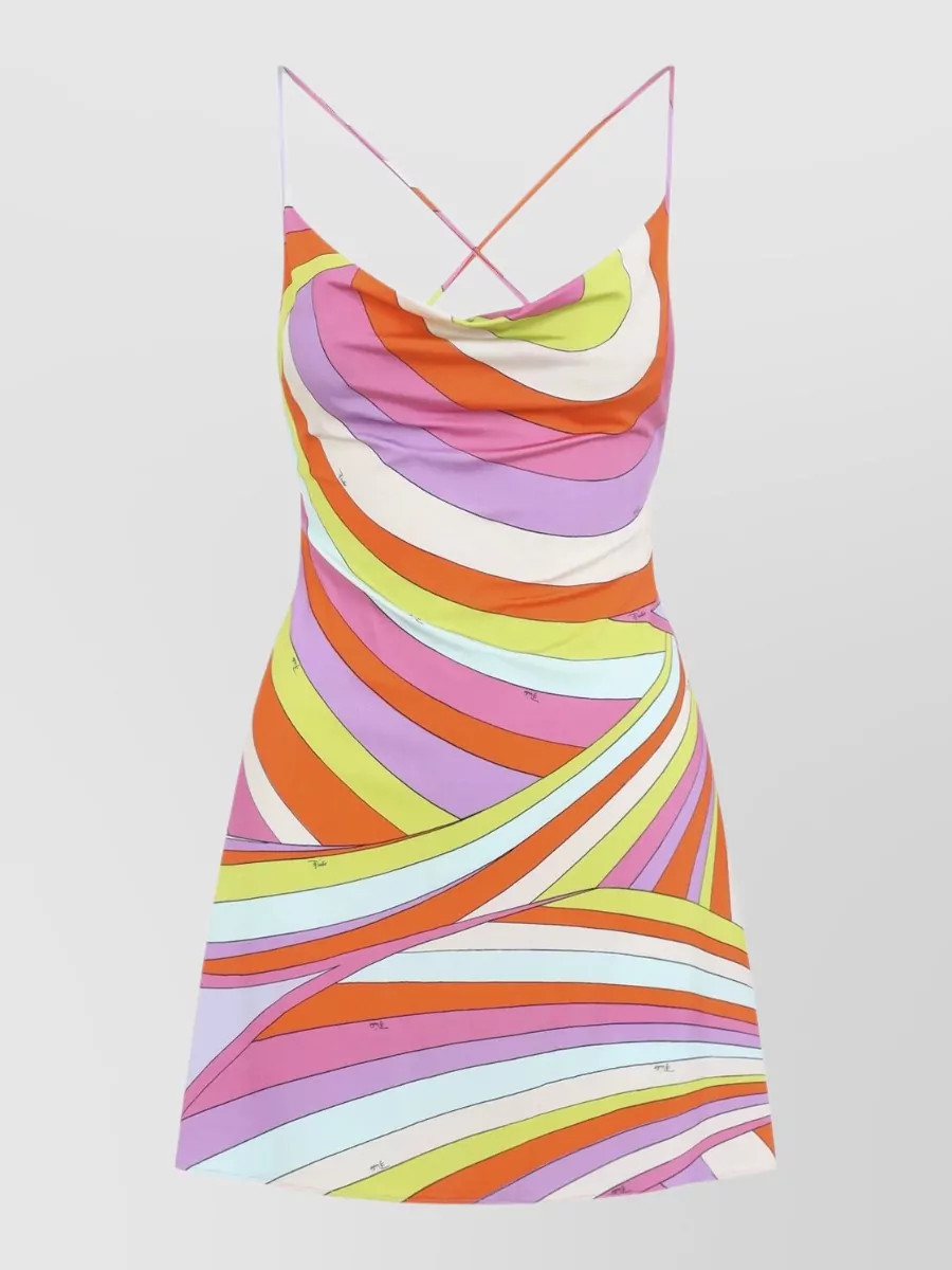 Pucci Printed Sleeveless Cowl Neck Mini Dress