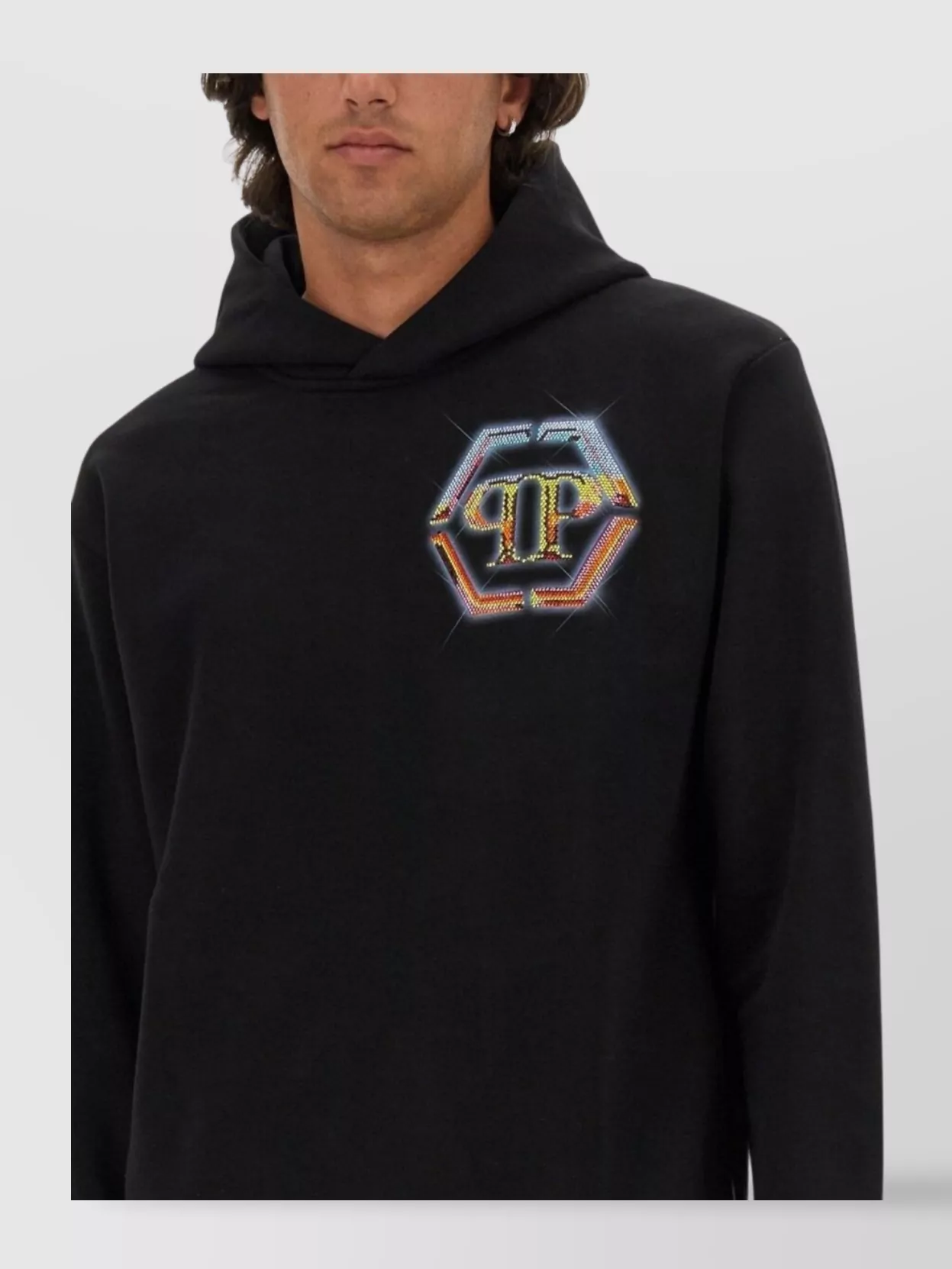 Philipp Plein Logo Hooded Sweatshirt Ribbed Finish