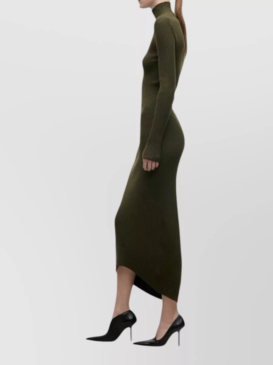 Victoria Beckham Fine-Knit Ribbed High-Rise Wool Midi Skirt