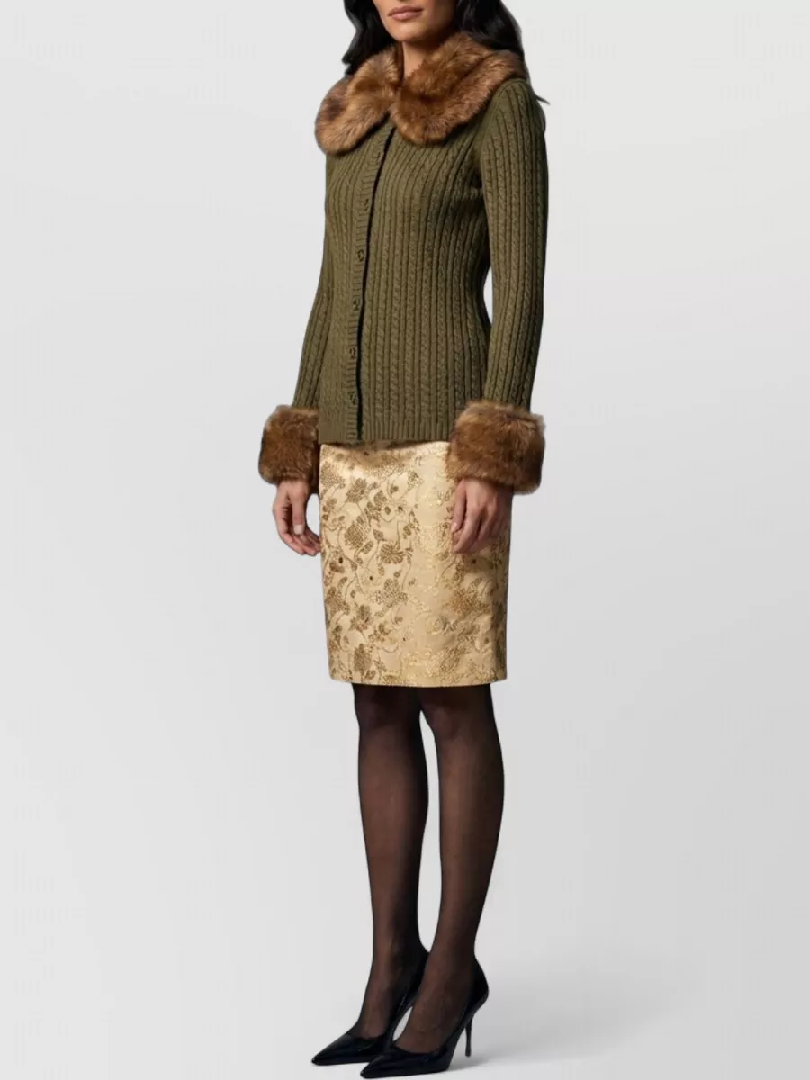 Saint Laurent Cashmere Metallic Cable-Knit Cardigan