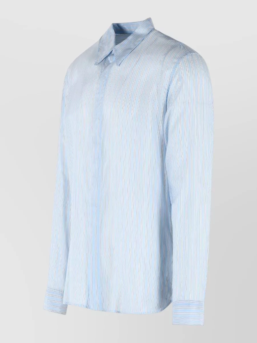 Dries Van Noten Carvies Cupro Shirt Striped Long Sleeves