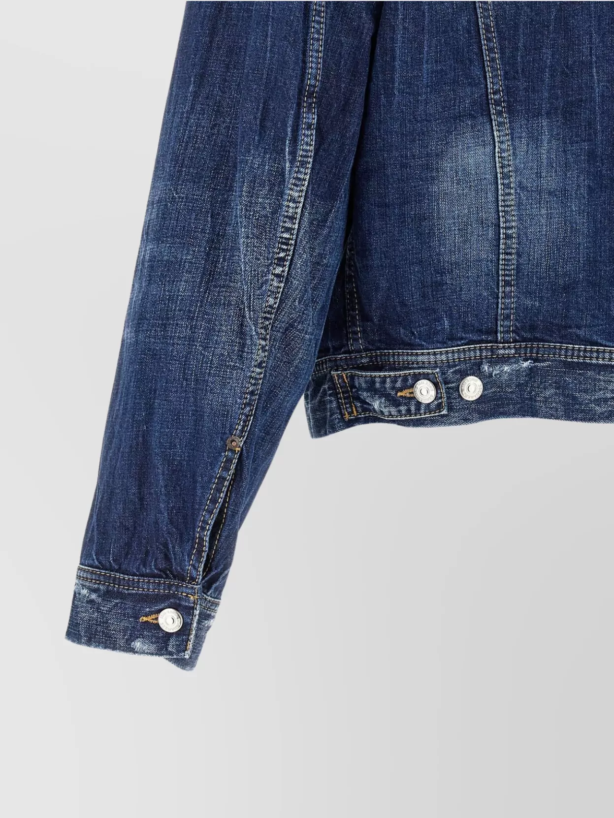 Dsquared2 Blue Jacket With Distressed Effect And Logoed Metal Buttons In Denim Man