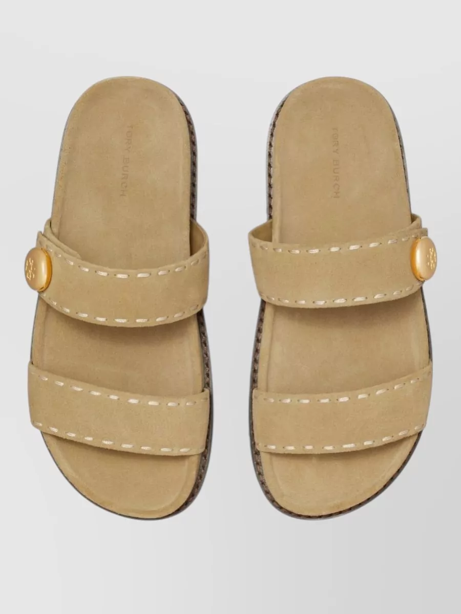 Tory Burch Romy Sport Leather Double Strap Slides
