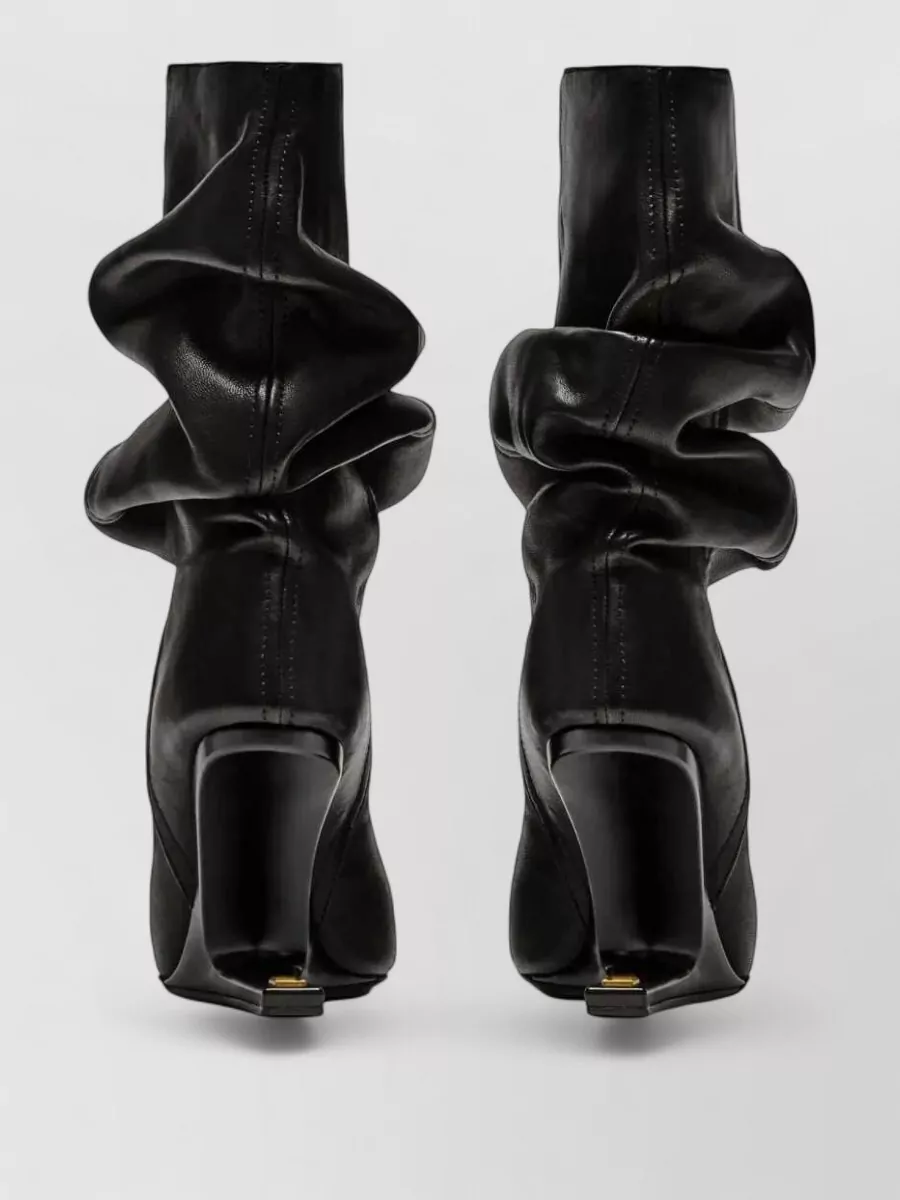 Balmain Leather Pointed-Toe Ankle Boots